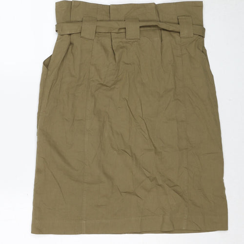 H&M Womens Green Cotton Cargo Skirt Size 12 Zip - Belt Included