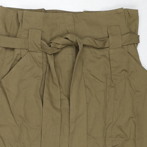 H&M Womens Green Cotton Cargo Skirt Size 12 Zip - Belt Included