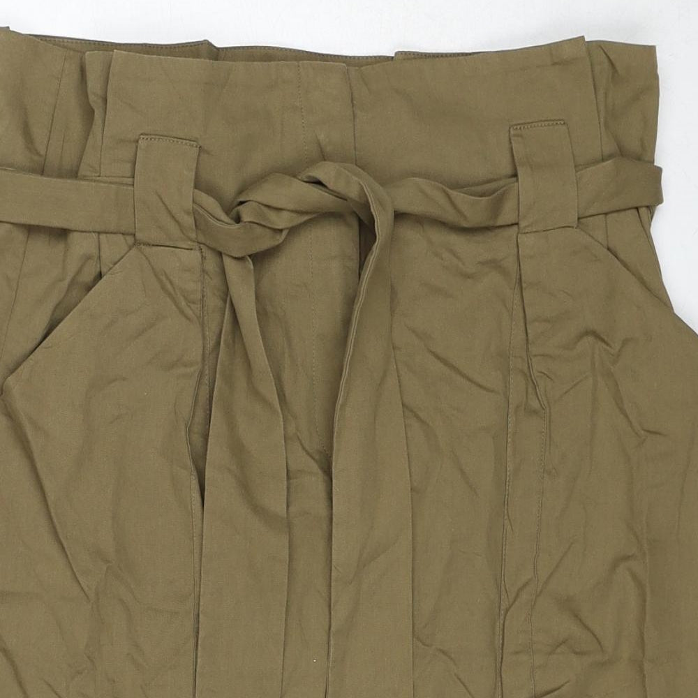 H&M Womens Green Cotton Cargo Skirt Size 12 Zip - Belt Included