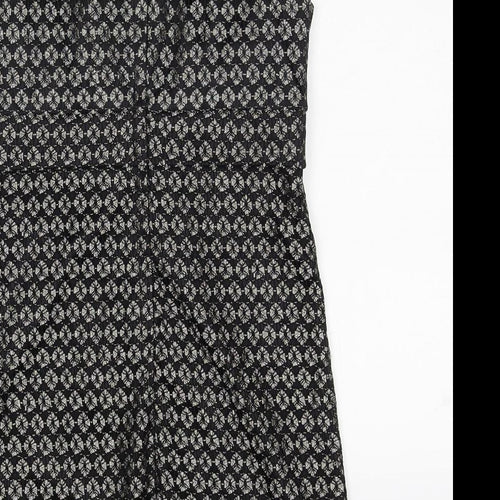 NEXT Womens Black Geometric Nylon Shift Size 10 Round Neck Zip