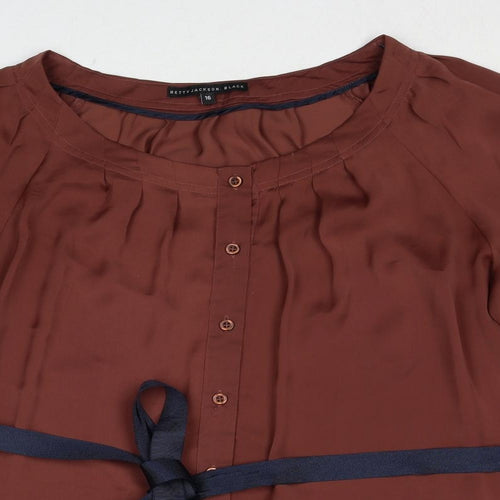 Debenhams Womens Brown Polyester Basic Blouse Size 16 Round Neck