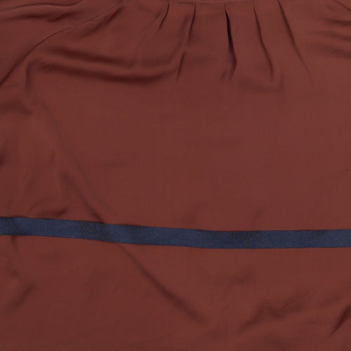 Debenhams Womens Brown Polyester Basic Blouse Size 16 Round Neck