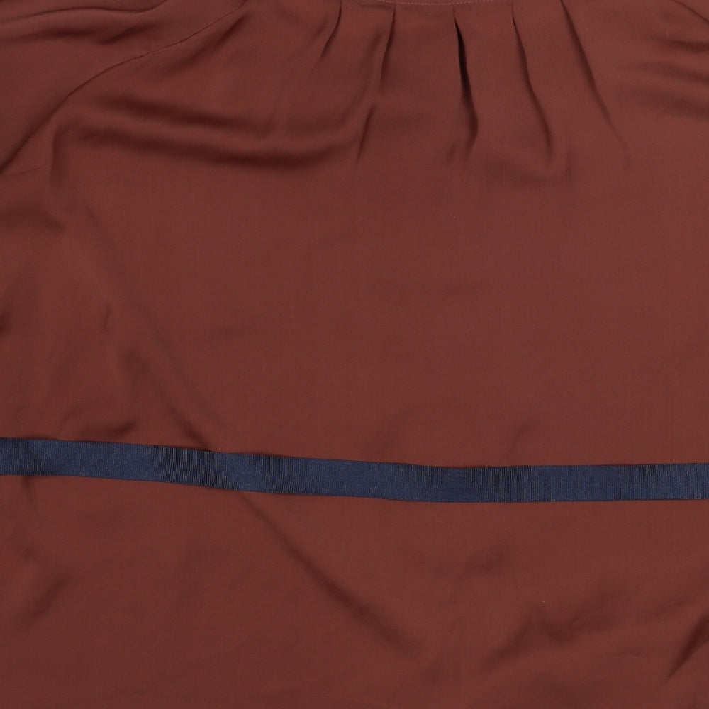 Debenhams Womens Brown Polyester Basic Blouse Size 16 Round Neck