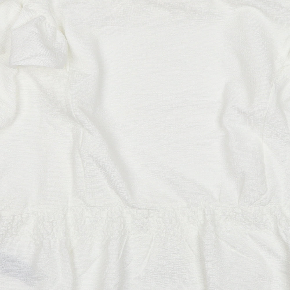 Dorothy Perkins Womens White Polyester Basic Blouse Size 14 Round Neck