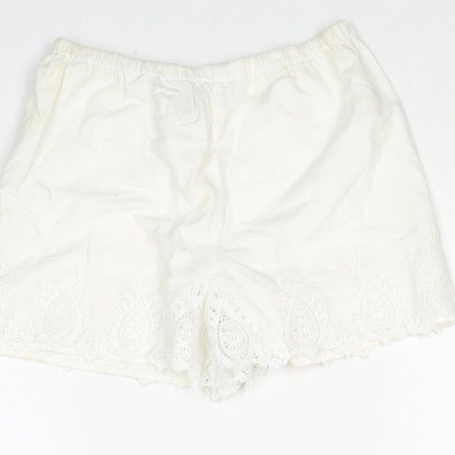 Polo Ralph Lauren Girls White Cotton Boyfriend Shorts Size 14 Years Regular