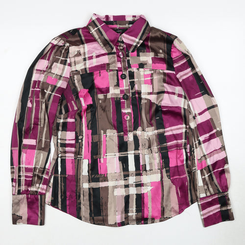 NEXT Womens Multicoloured Geometric Polyester Basic Button-Up Size 12 Collared