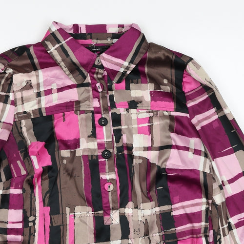 NEXT Womens Multicoloured Geometric Polyester Basic Button-Up Size 12 Collared