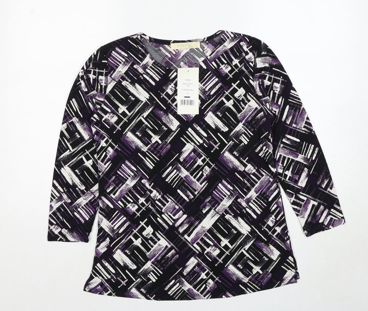 Nougat Womens Purple Geometric Polyester Basic Blouse Size S Round Neck
