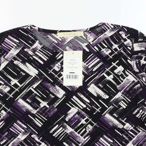 Nougat Womens Purple Geometric Polyester Basic Blouse Size S Round Neck