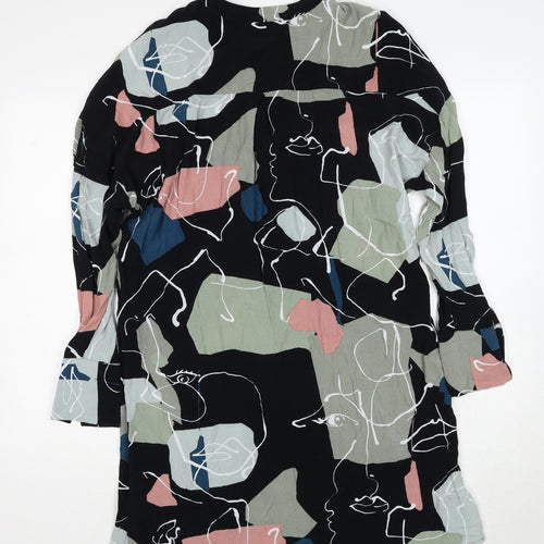 Kley Womens Multicoloured Geometric Polyester Shirt Dress Size 10 V-Neck Button