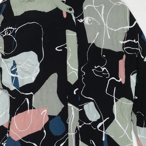 Kley Womens Multicoloured Geometric Polyester Shirt Dress Size 10 V-Neck Button