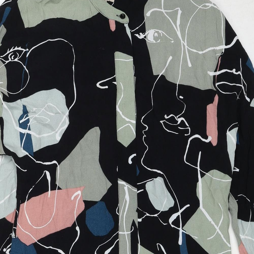 Kley Womens Multicoloured Geometric Polyester Shirt Dress Size 10 V-Neck Button