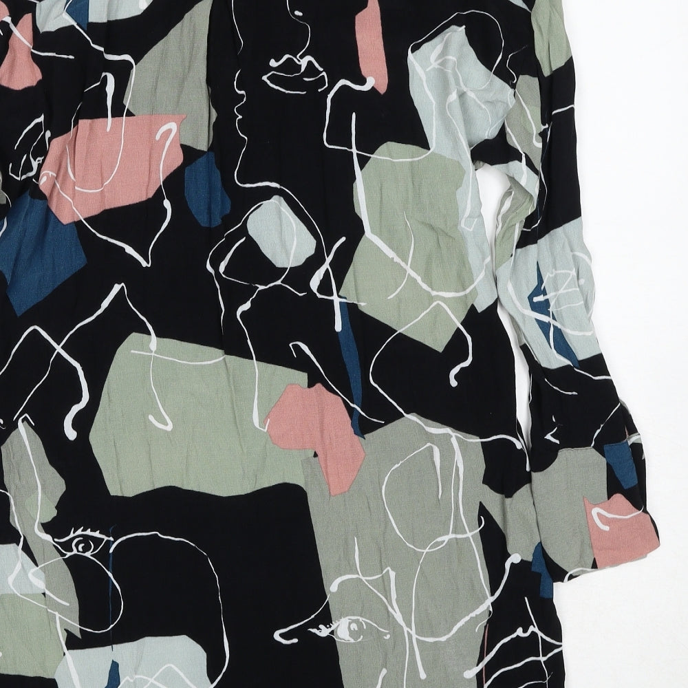 Kley Womens Multicoloured Geometric Polyester Shirt Dress Size 10 V-Neck Button