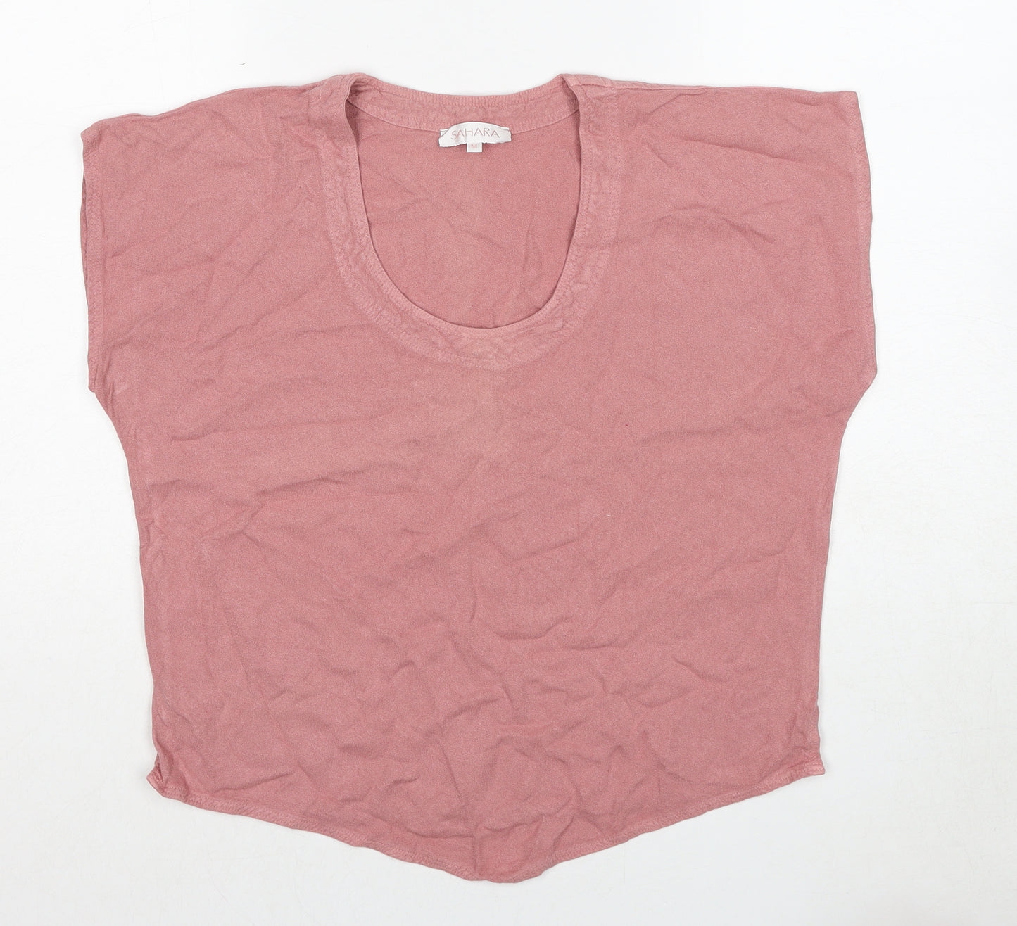 Sahara Womens Pink Viscose Basic T-Shirt Size M Round Neck