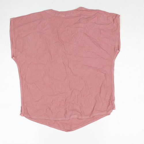 Sahara Womens Pink Viscose Basic T-Shirt Size M Round Neck