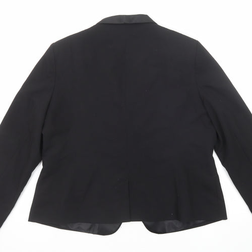 M&Co Womens Black Polyester Tuxedo Suit Jacket Size 20