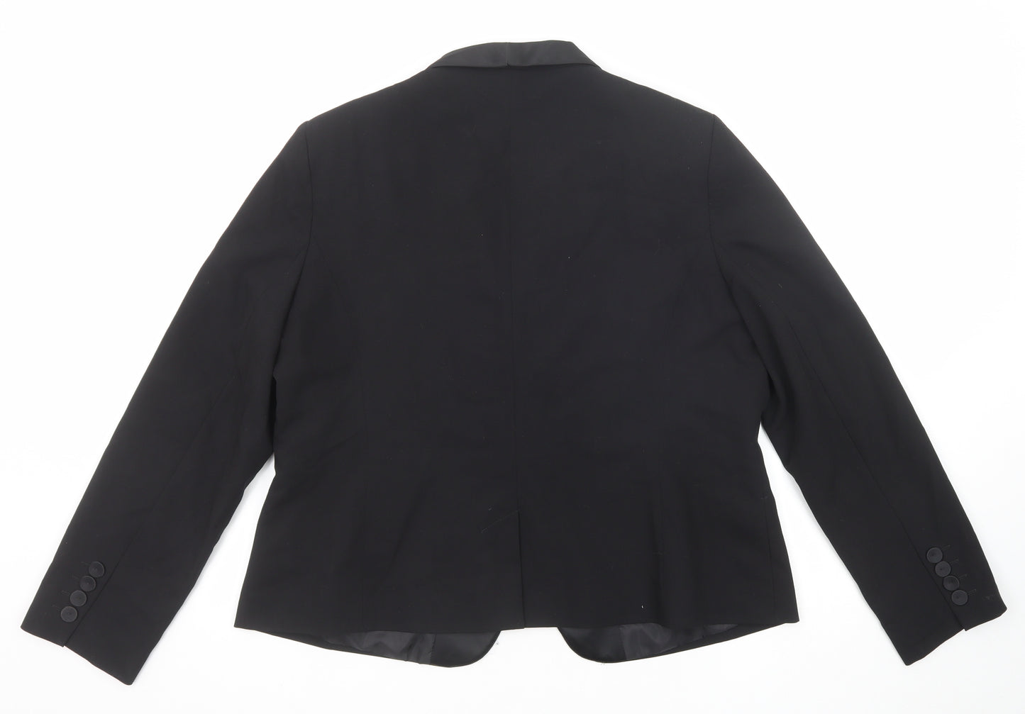 M&Co Womens Black Polyester Tuxedo Suit Jacket Size 20