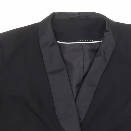 M&Co Womens Black Polyester Tuxedo Suit Jacket Size 20