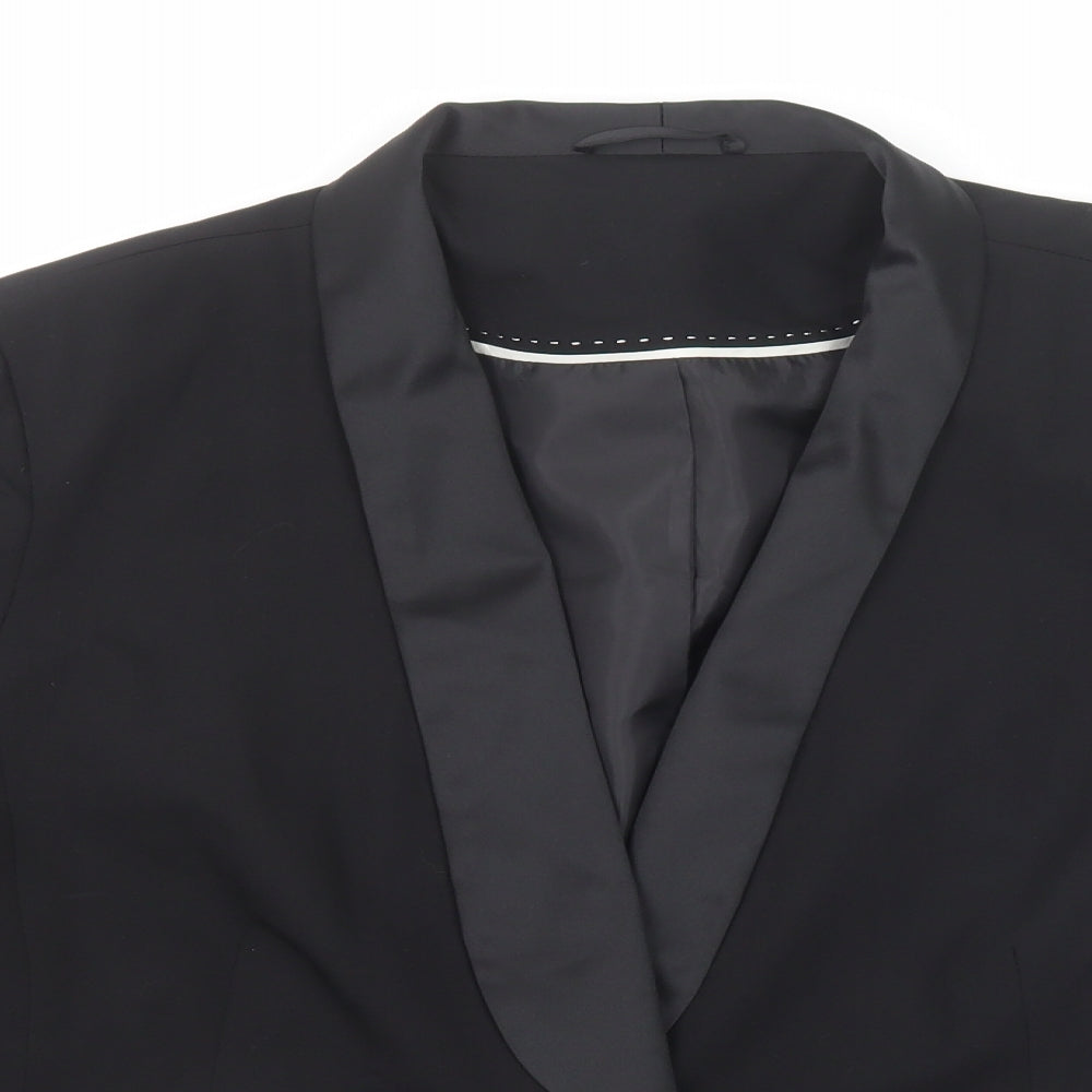 M&Co Womens Black Polyester Tuxedo Suit Jacket Size 20