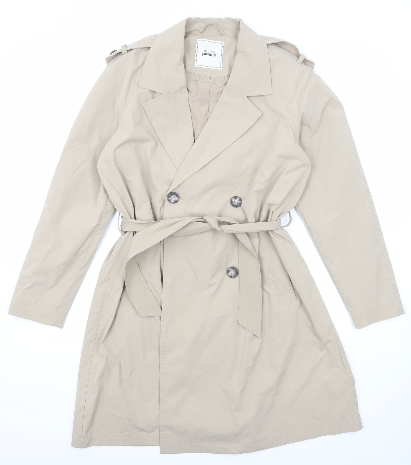 Pimkie Womens Beige Trench Coat Coat Size S Button