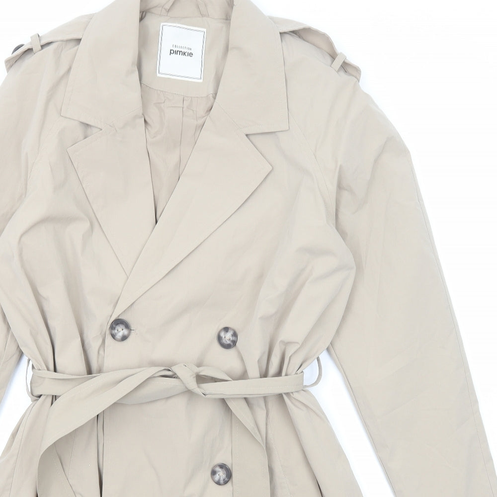Pimkie Womens Beige Trench Coat Coat Size S Button