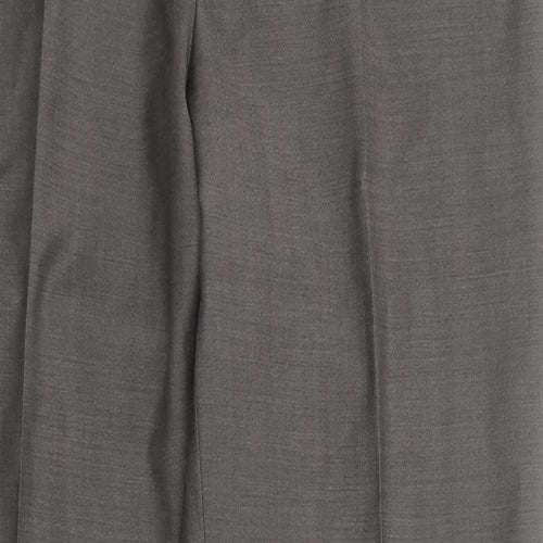 Marks and Spencer Mens Brown Wool Trousers Size 36 in L31 in Regular Zip