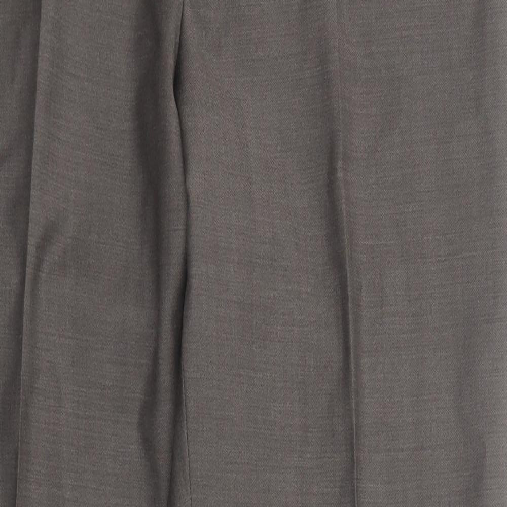 Marks and Spencer Mens Brown Wool Trousers Size 36 in L31 in Regular Zip