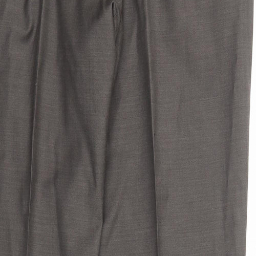 Marks and Spencer Mens Brown Wool Trousers Size 36 in L31 in Regular Zip