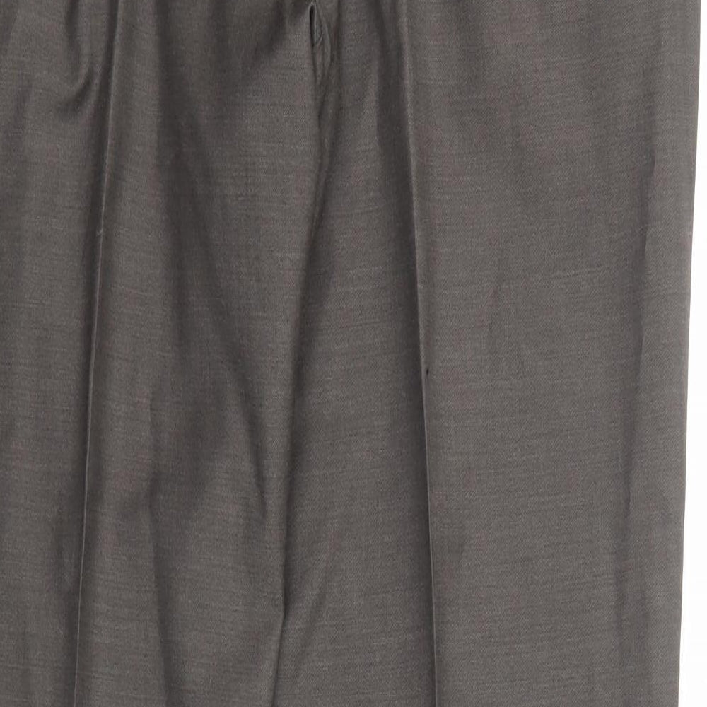 Marks and Spencer Mens Brown Wool Trousers Size 36 in L31 in Regular Zip