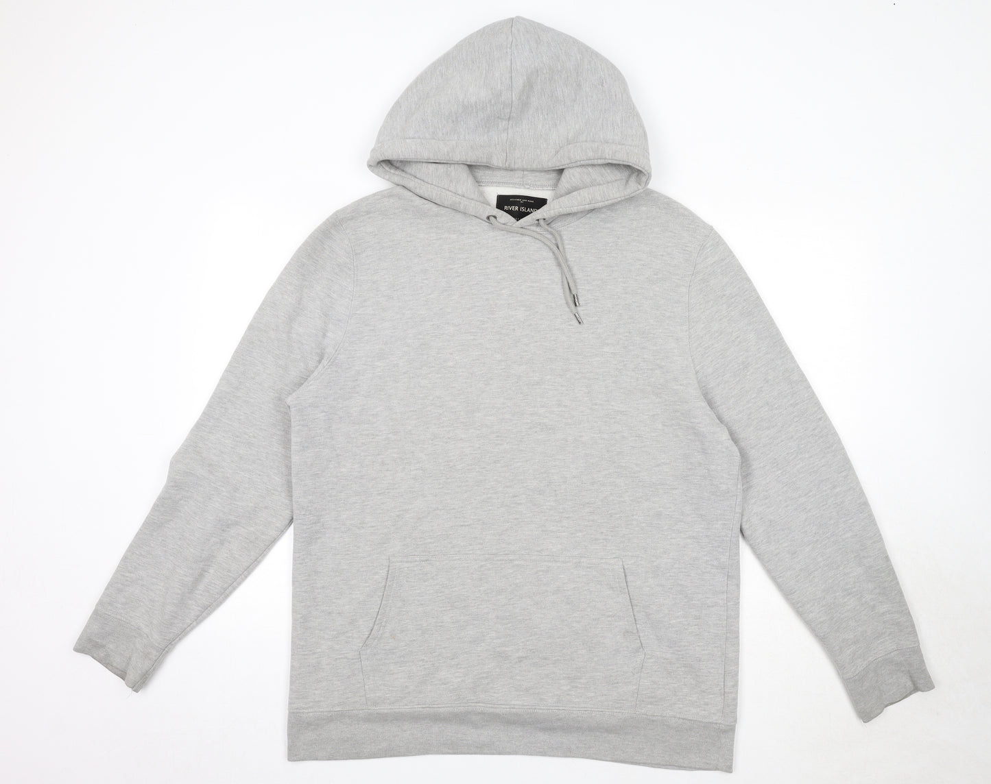 River Island Mens Grey Cotton Pullover Hoodie Size XL