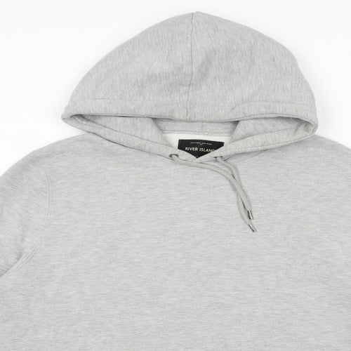 River Island Mens Grey Cotton Pullover Hoodie Size XL