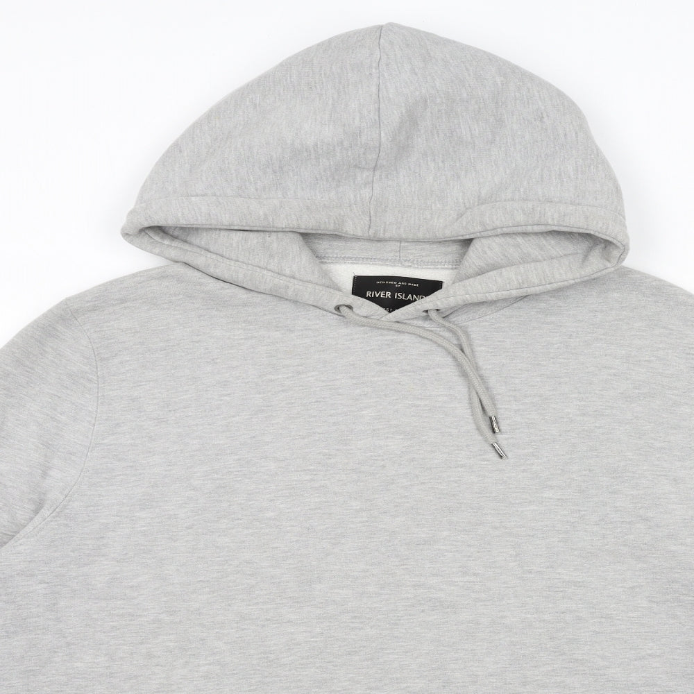 River Island Mens Grey Cotton Pullover Hoodie Size XL