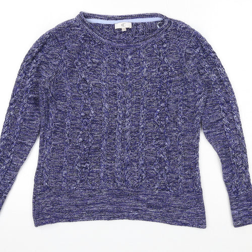 CC Womens Blue Boat Neck Viscose Pullover Jumper Size S