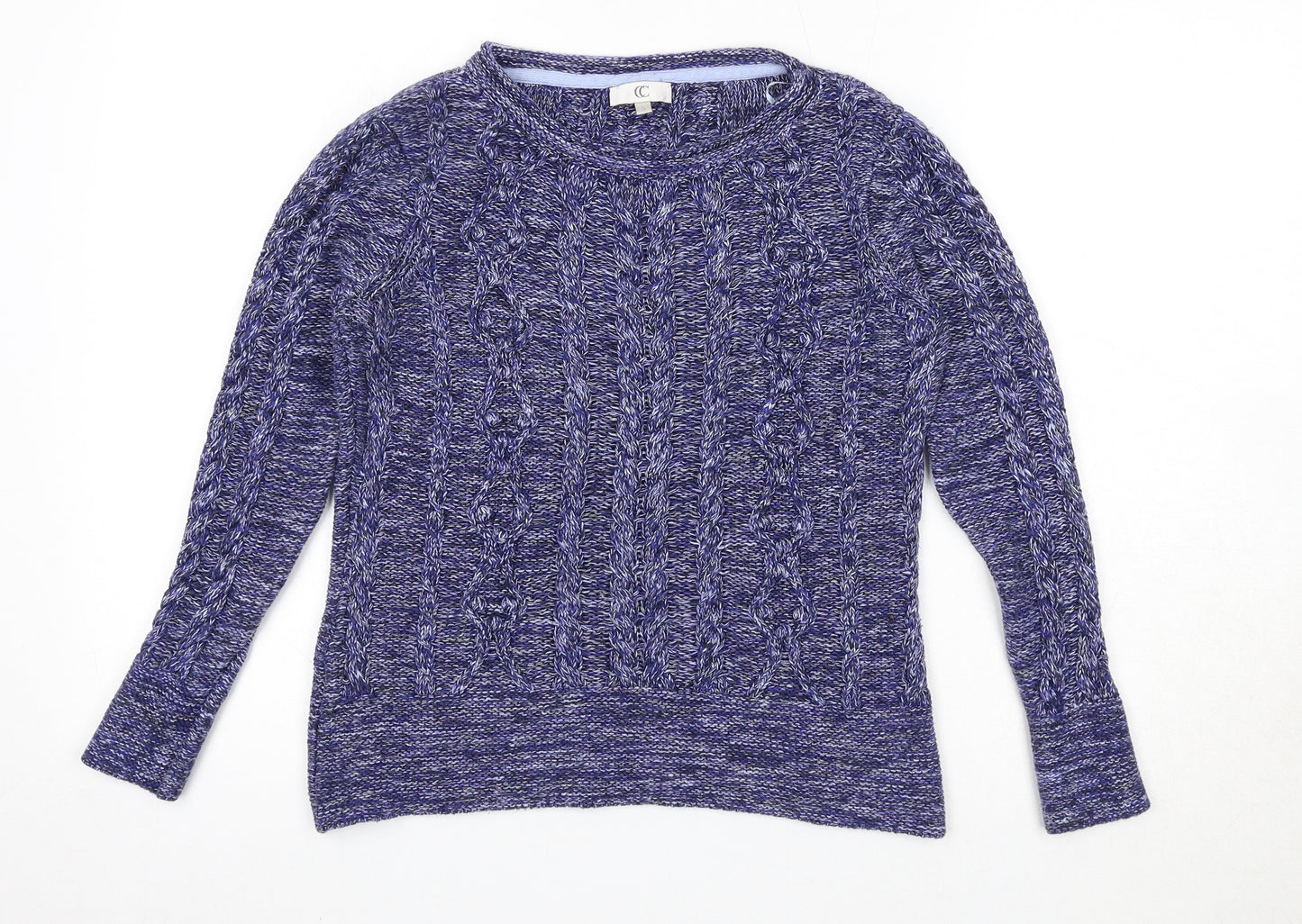 CC Womens Blue Boat Neck Viscose Pullover Jumper Size S