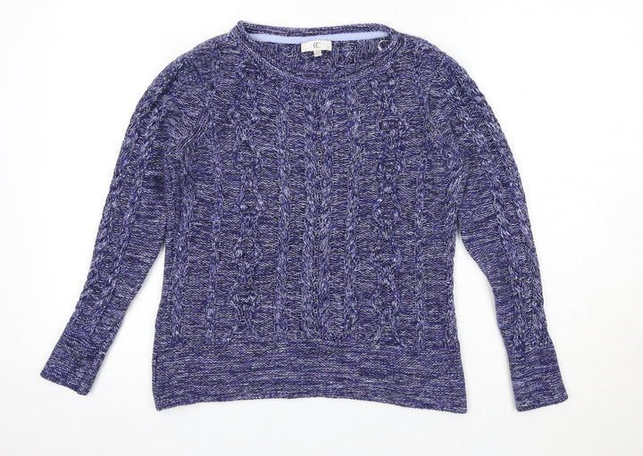 CC Womens Blue Boat Neck Viscose Pullover Jumper Size S