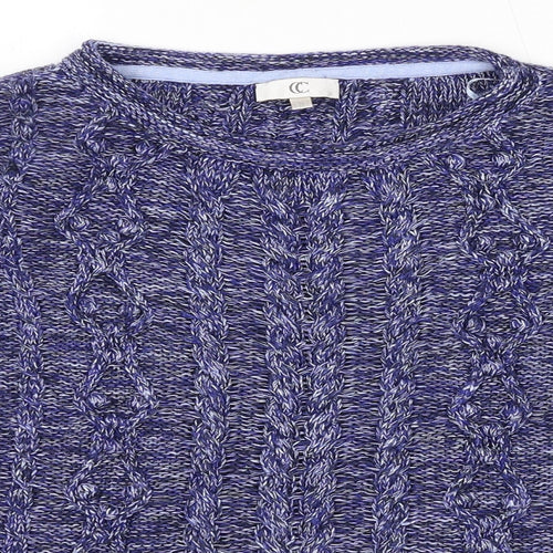 CC Womens Blue Boat Neck Viscose Pullover Jumper Size S