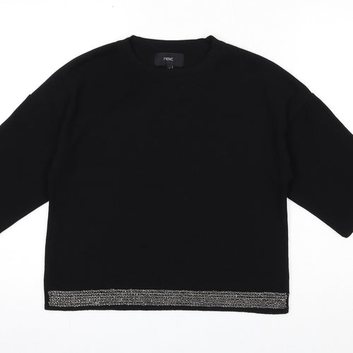 NEXT Womens Black Viscose Basic Blouse Size 8 Round Neck