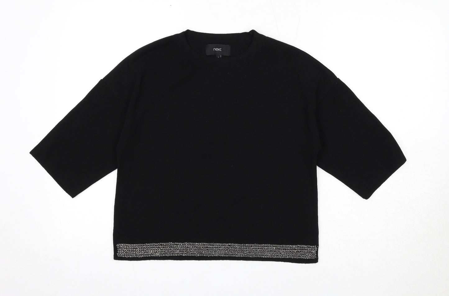 NEXT Womens Black Viscose Basic Blouse Size 8 Round Neck