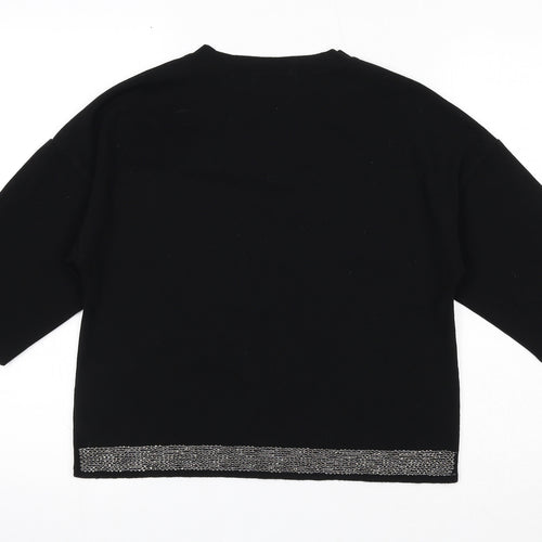 NEXT Womens Black Viscose Basic Blouse Size 8 Round Neck
