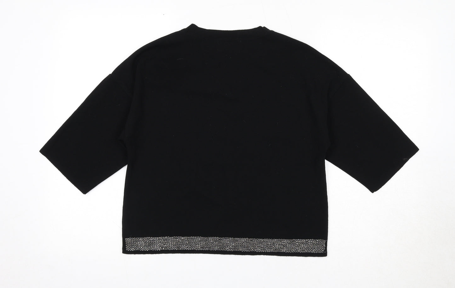 NEXT Womens Black Viscose Basic Blouse Size 8 Round Neck