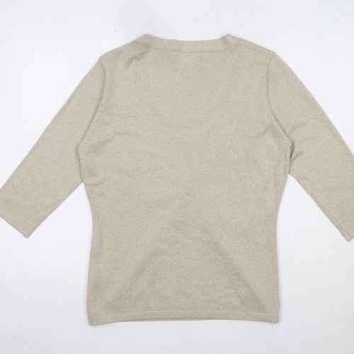 Alex & Co Womens Beige Viscose Basic Blouse Size 12 Round Neck - Twin Set