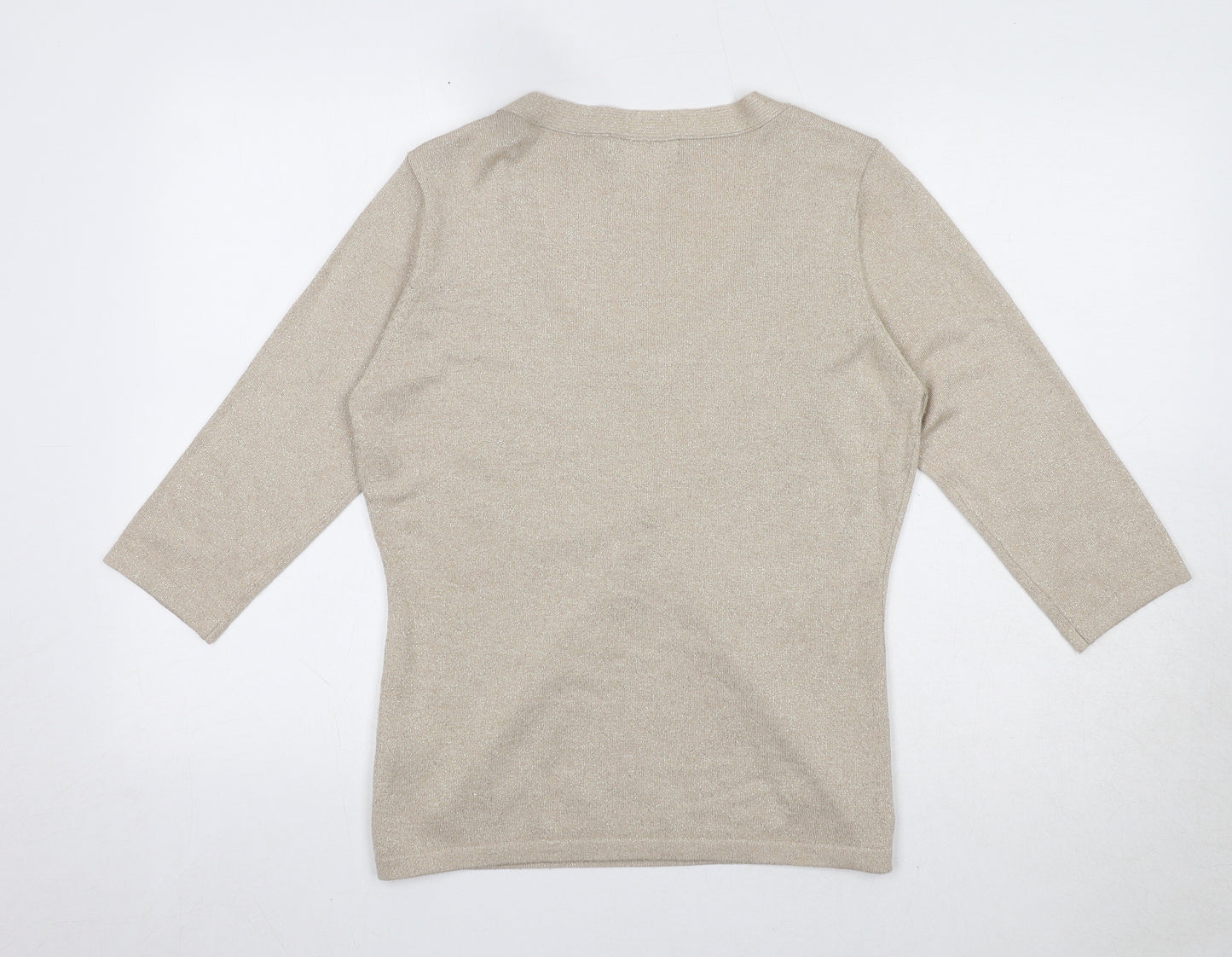 Alex & Co Womens Beige Viscose Basic Blouse Size 12 Round Neck - Twin Set