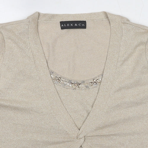Alex & Co Womens Beige Viscose Basic Blouse Size 12 Round Neck - Twin Set