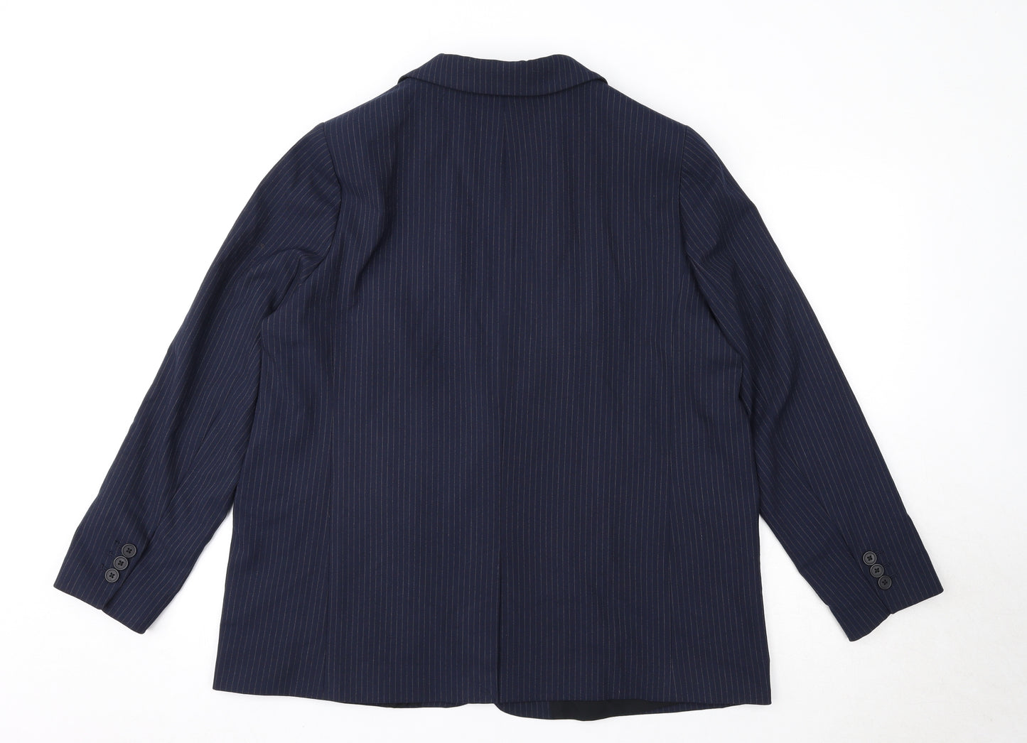 Marks and Spencer Womens Blue Pinstripe Polyester Jacket Suit Jacket Size 18