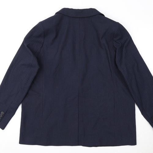 Marks and Spencer Womens Blue Pinstripe Polyester Jacket Suit Jacket Size 18
