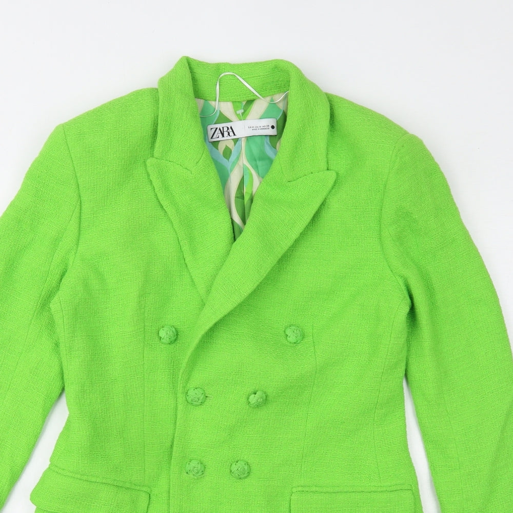 Zara Womens Green Pea Coat Coat Size M Button
