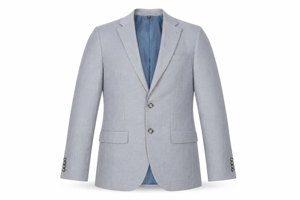 Front view of Marks & Spencer men’s blue polyester jacket suit jacket, size 36, regular