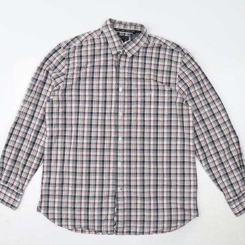 Maine Mens Multicoloured Plaid Cotton Button-Up Size M Collared Button