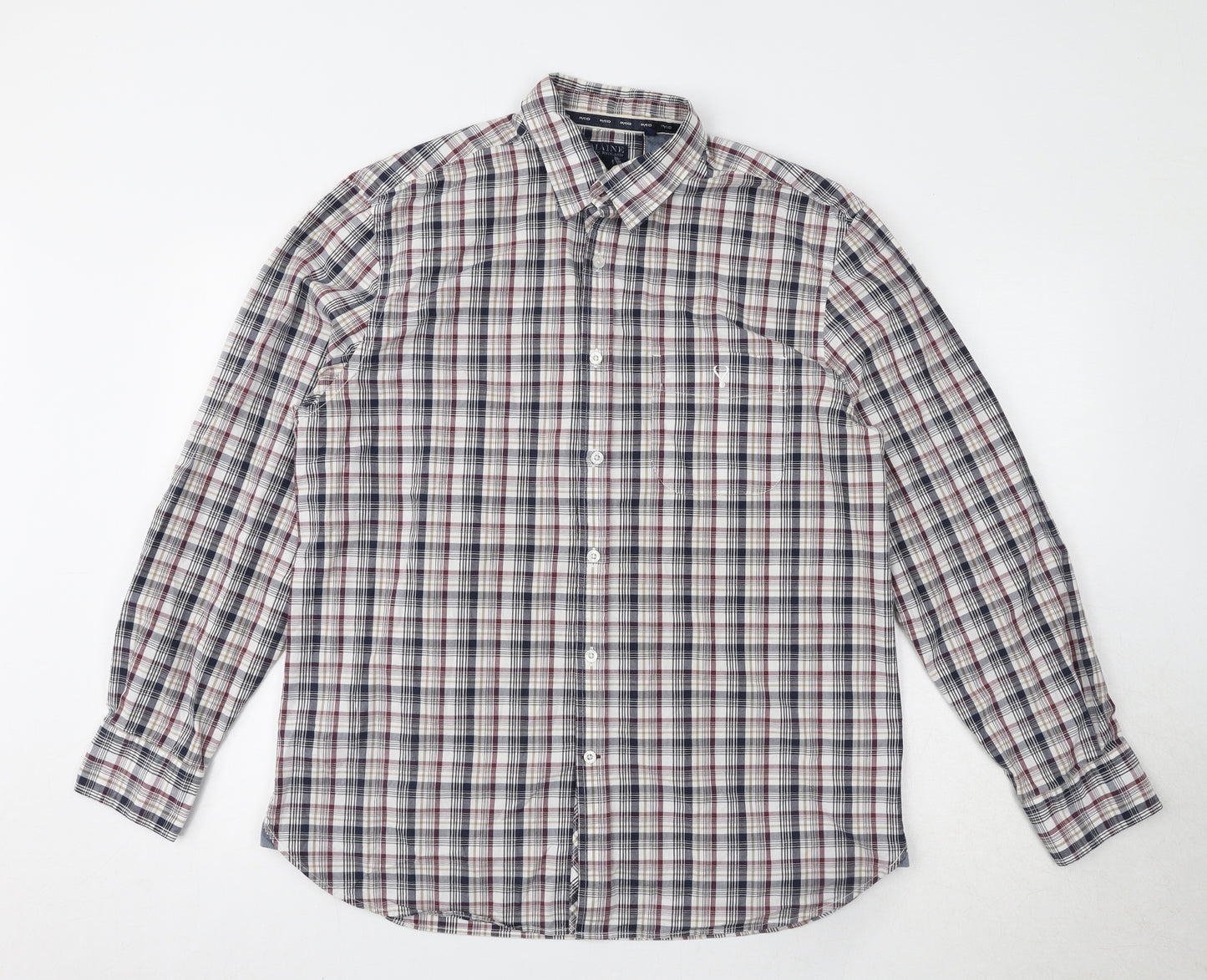 Maine Mens Multicoloured Plaid Cotton Button-Up Size M Collared Button