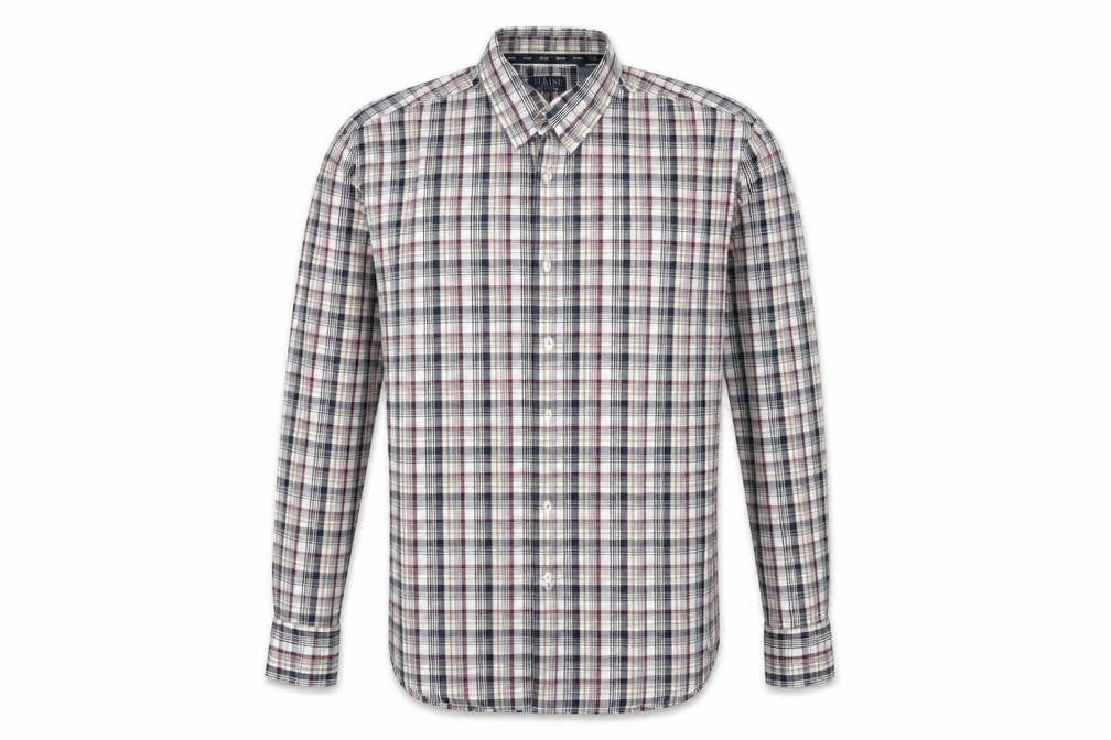 Maine New England Mens Multicoloured Plaid Cotton Button-Up Size M Collared Button